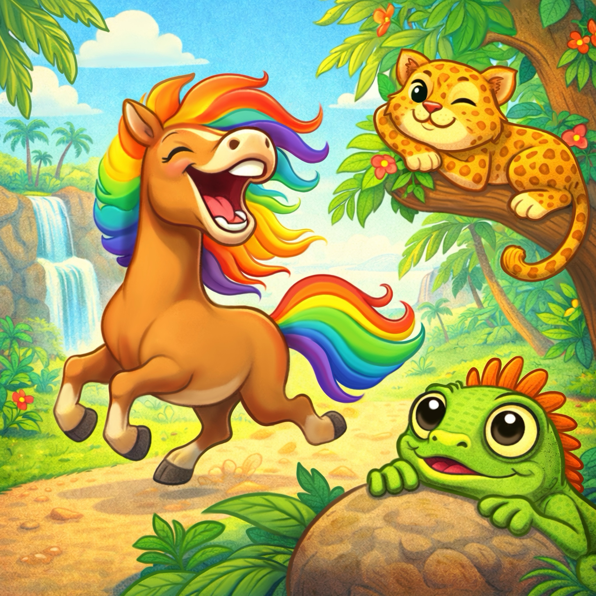 Bright playful children's book illustration