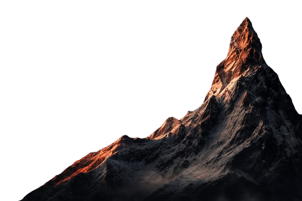 Dark mountain illuminated by warm red light